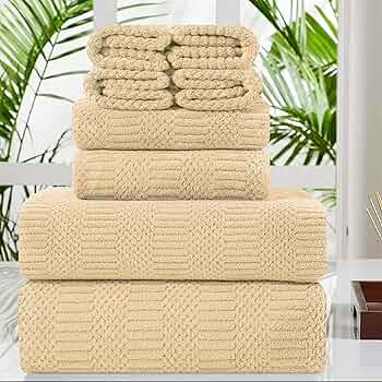 Amazon.com: 8 Pcs Beige Yellow Oversized Bath Towel Set-2
